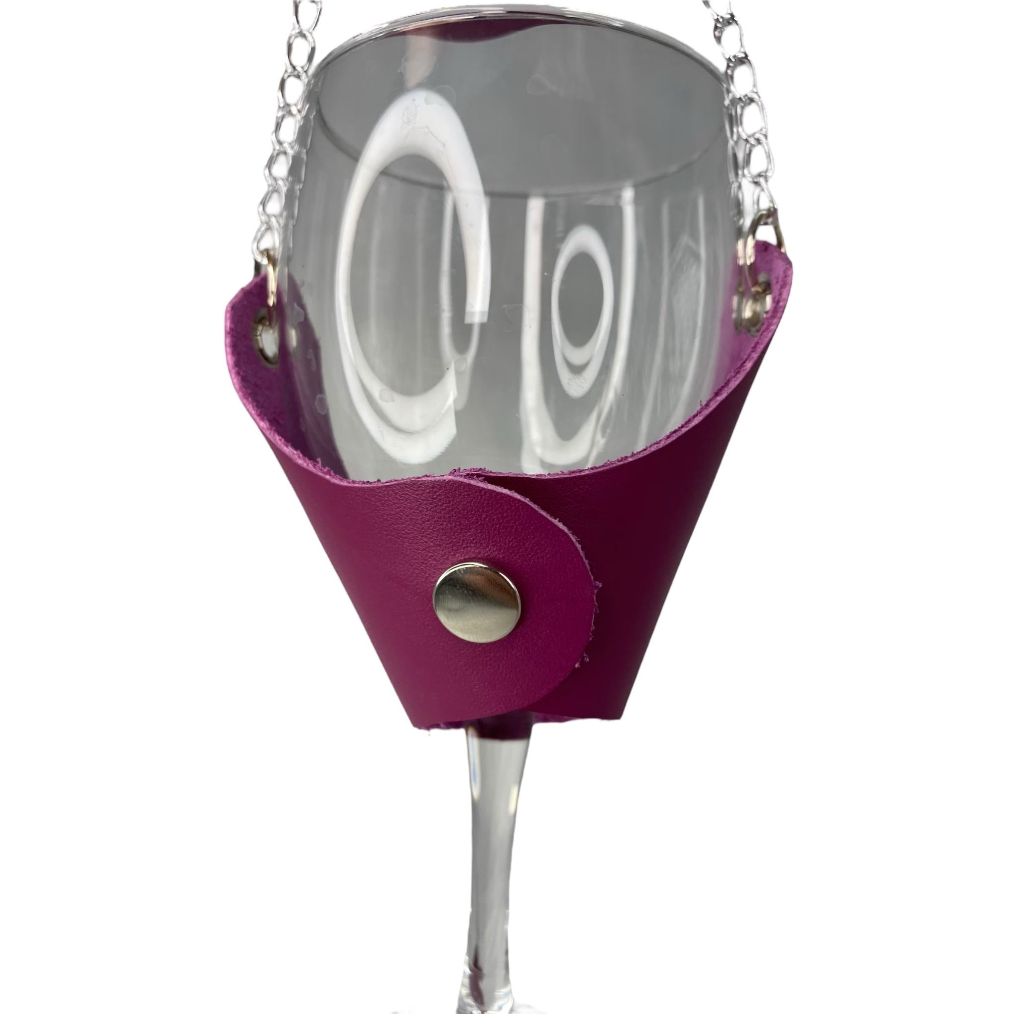 Porte-verre à vin en cuir