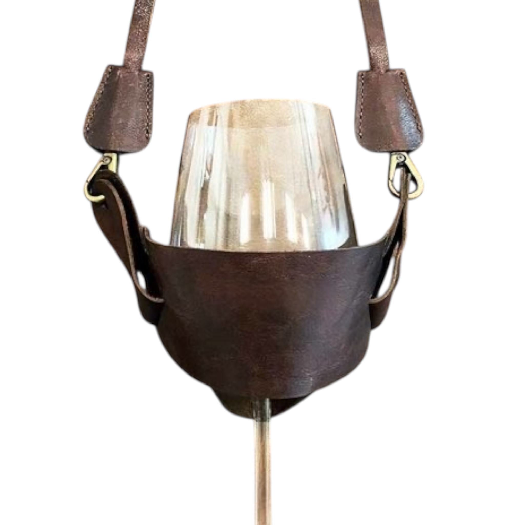 Porte-verre à vin en cuir